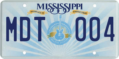MS license plate MDT004
