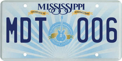 MS license plate MDT006