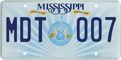 MS license plate MDT007