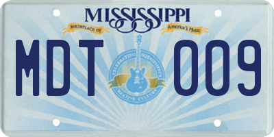 MS license plate MDT009