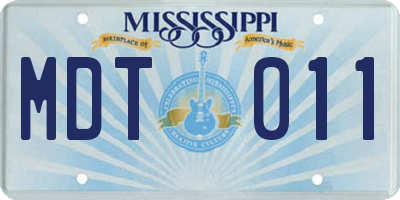MS license plate MDT011