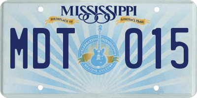 MS license plate MDT015