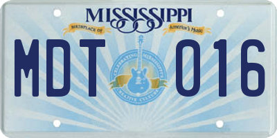 MS license plate MDT016
