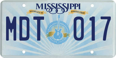 MS license plate MDT017