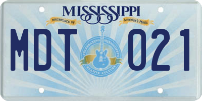 MS license plate MDT021