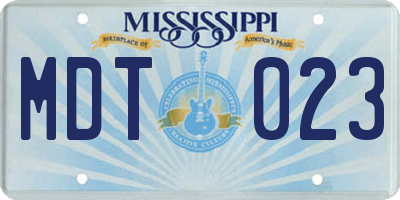 MS license plate MDT023