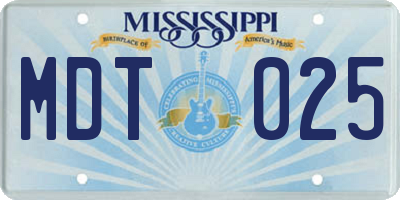 MS license plate MDT025