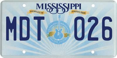 MS license plate MDT026