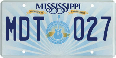 MS license plate MDT027