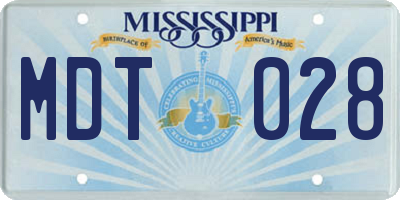 MS license plate MDT028