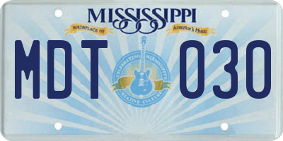 MS license plate MDT030