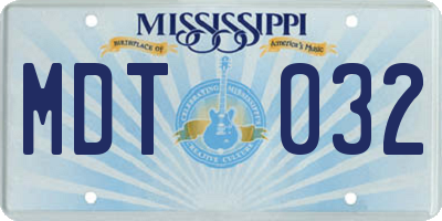 MS license plate MDT032