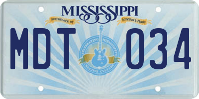 MS license plate MDT034
