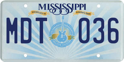 MS license plate MDT036