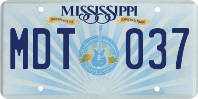 MS license plate MDT037