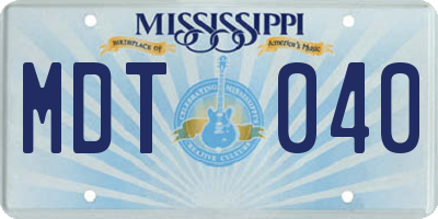 MS license plate MDT040