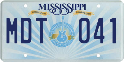 MS license plate MDT041
