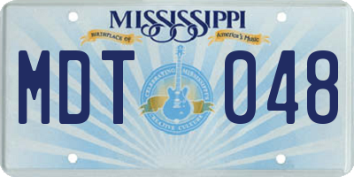 MS license plate MDT048