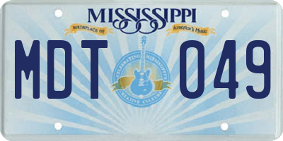 MS license plate MDT049
