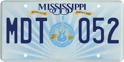 MS license plate MDT052