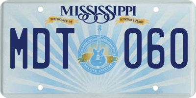 MS license plate MDT060