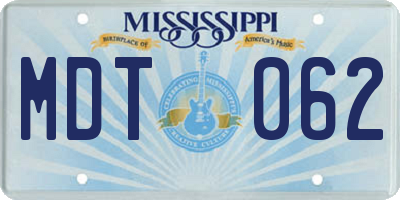 MS license plate MDT062