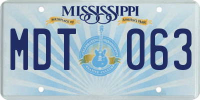MS license plate MDT063