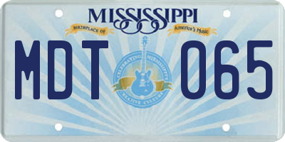 MS license plate MDT065