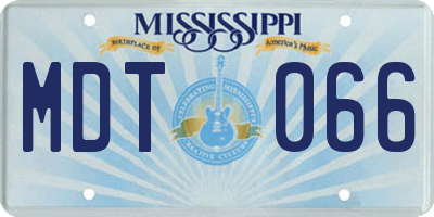MS license plate MDT066