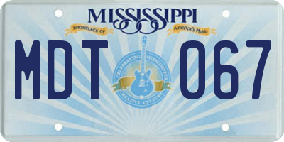 MS license plate MDT067