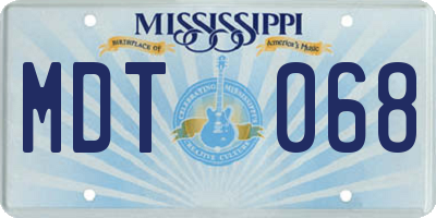 MS license plate MDT068