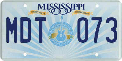 MS license plate MDT073