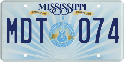 MS license plate MDT074