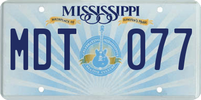 MS license plate MDT077