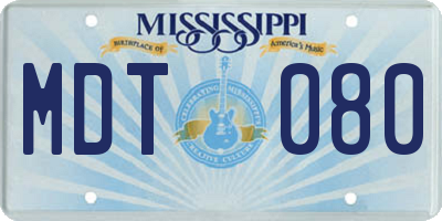MS license plate MDT080