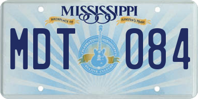 MS license plate MDT084