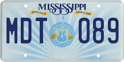 MS license plate MDT089