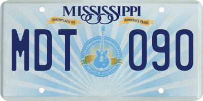 MS license plate MDT090