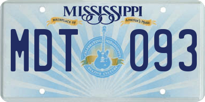 MS license plate MDT093