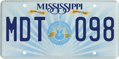 MS license plate MDT098