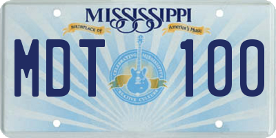 MS license plate MDT100