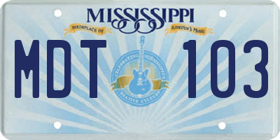 MS license plate MDT103