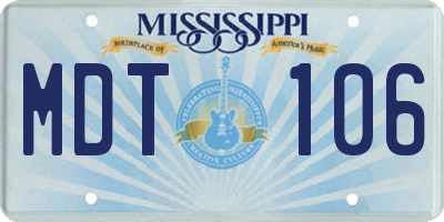 MS license plate MDT106