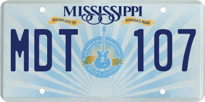 MS license plate MDT107