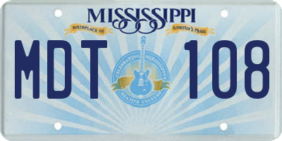 MS license plate MDT108