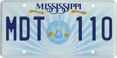 MS license plate MDT110