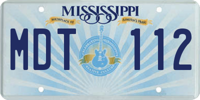 MS license plate MDT112