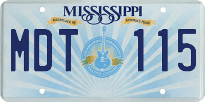 MS license plate MDT115