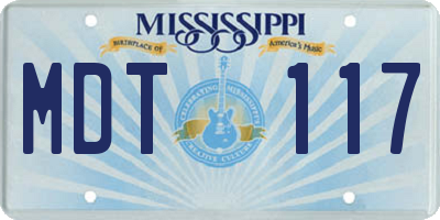 MS license plate MDT117