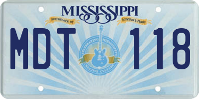 MS license plate MDT118